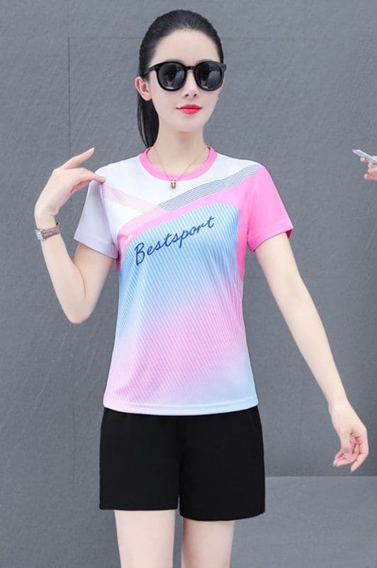 スポーツウェア レディース 流線グラデーション速乾Tシャツ