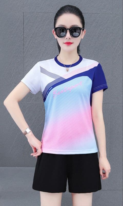 スポーツウェア レディース 流線グラデーション速乾Tシャツ