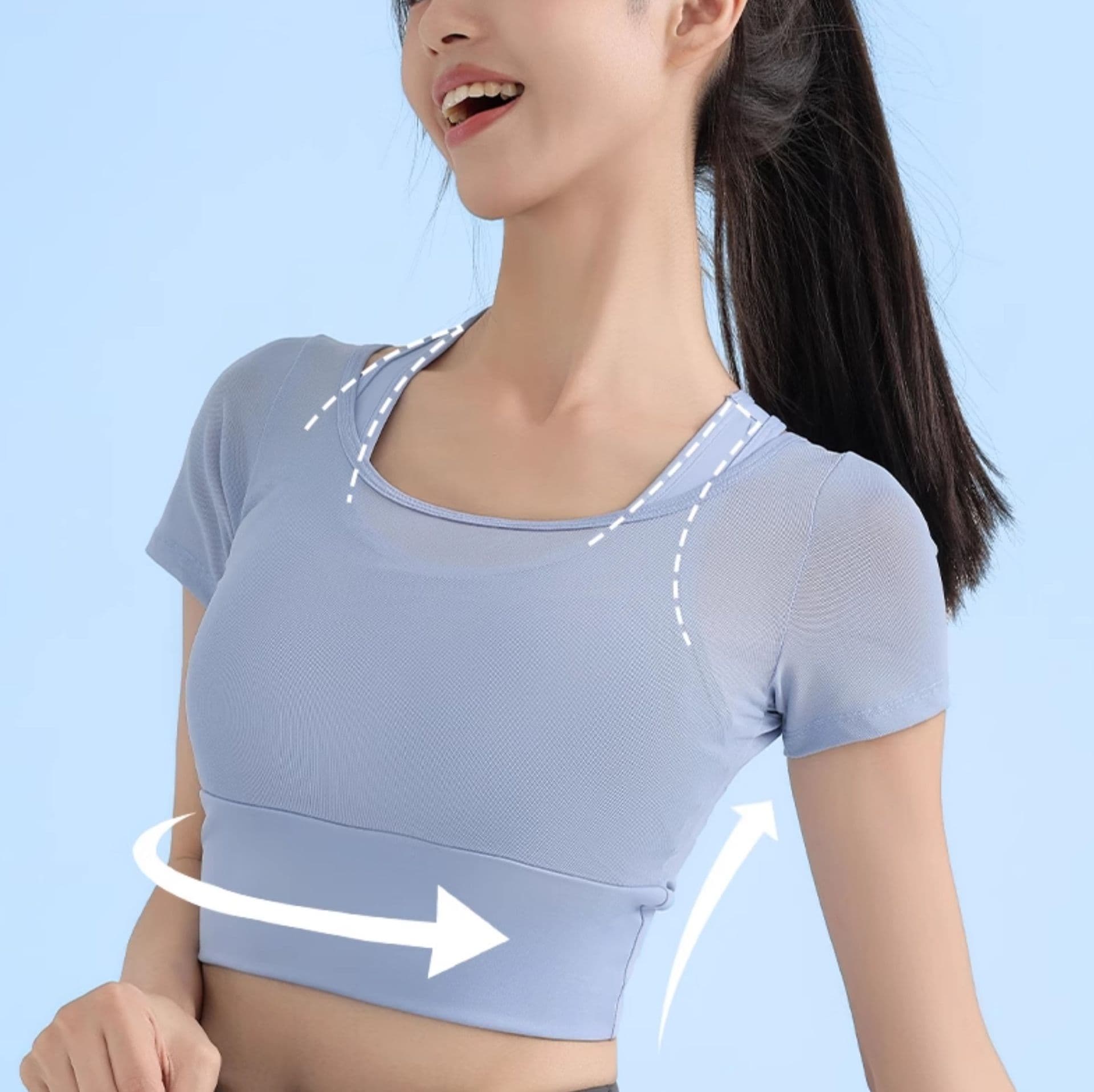 スポーツウェア 美姿勢サポート半袖トップス