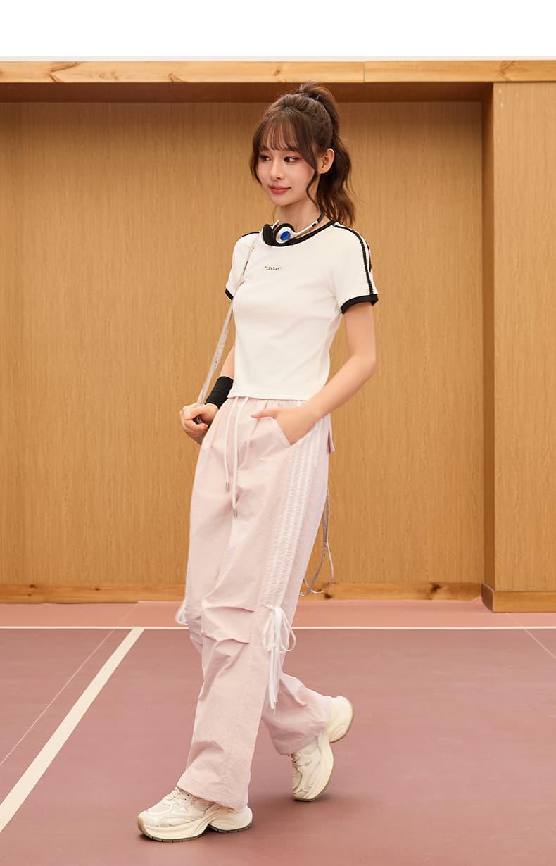 スポーツウェア レディース リボンディテール ワイドパンツ