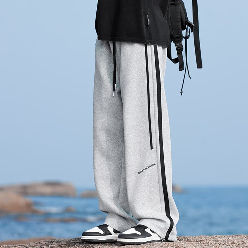 スポーツウェア メンズ ライン入りゆったりスウェットパンツ