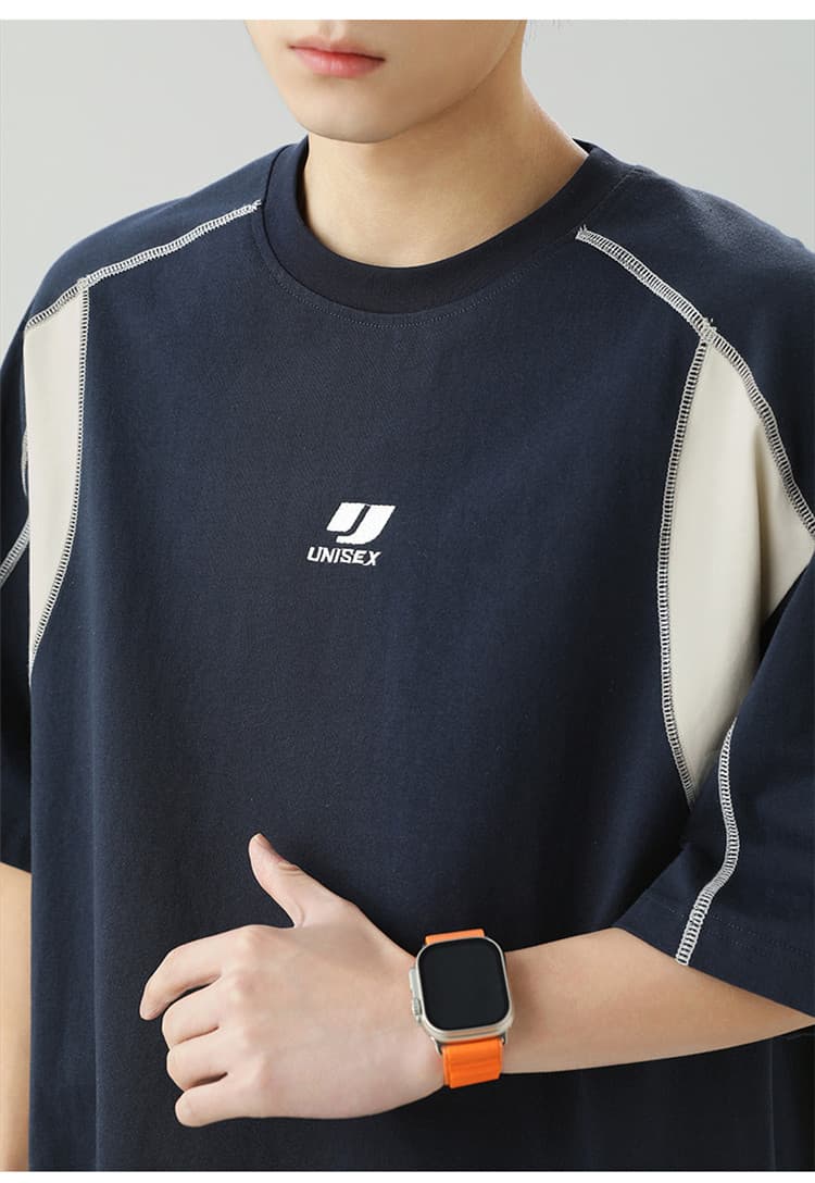 スポーツウェア メンズ バイカラーステッチ半袖シャツ