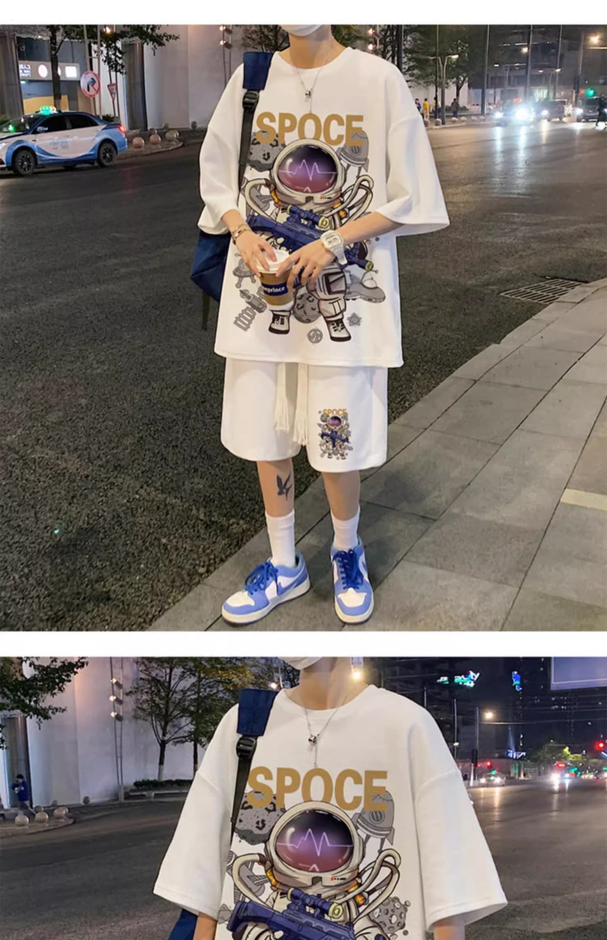 スポーツウェア 宇宙飛行士プリント上下セット