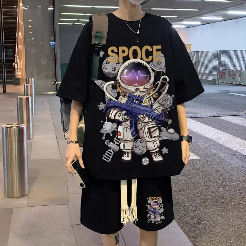 スポーツウェア 宇宙飛行士プリント上下セット