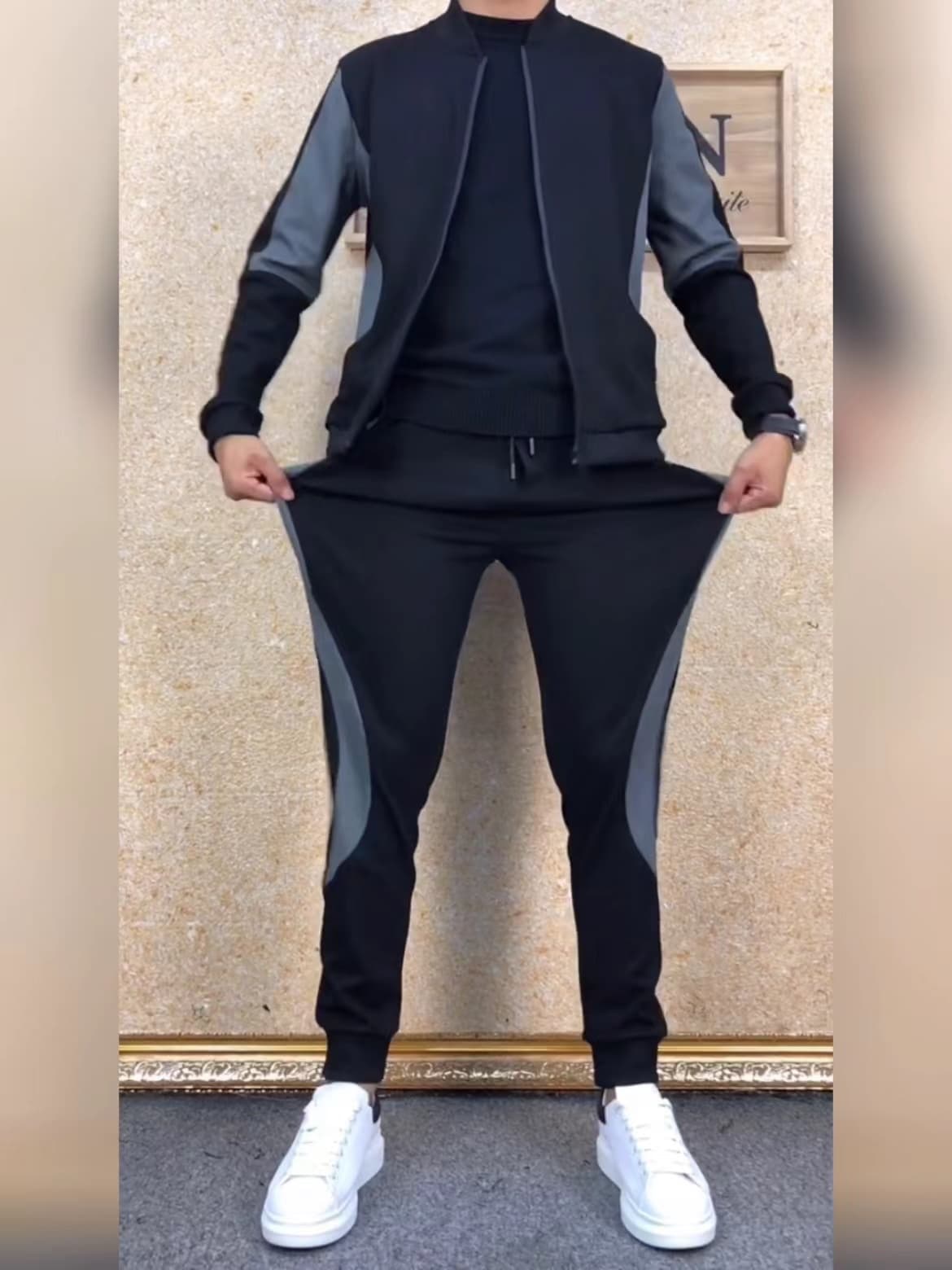 スポーツウェア メンズ スタイリッシュ切替デザイン上下セット
