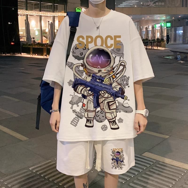 スポーツウェア 宇宙飛行士プリント上下セット