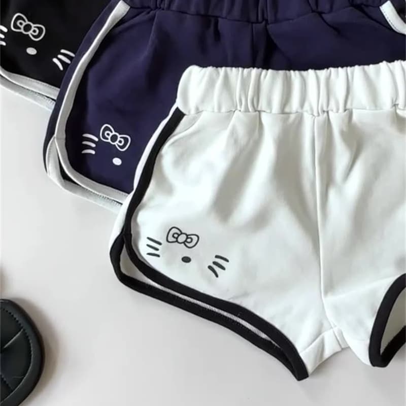 スポーツウェア キッズ女の子用可愛い猫柄運動ショートパンツ