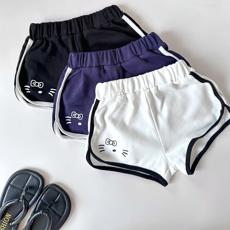 スポーツウェア キッズ女の子用可愛い猫柄運動ショートパンツ